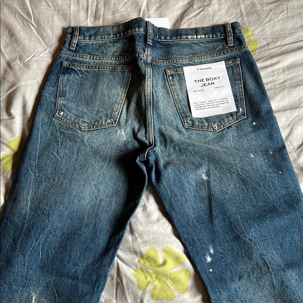 Frame Denim The Boxy Jean in Deep Blue with Faded Wash - Picture 3 of 5